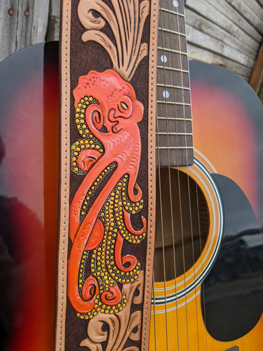 Octopus leather guitar strap