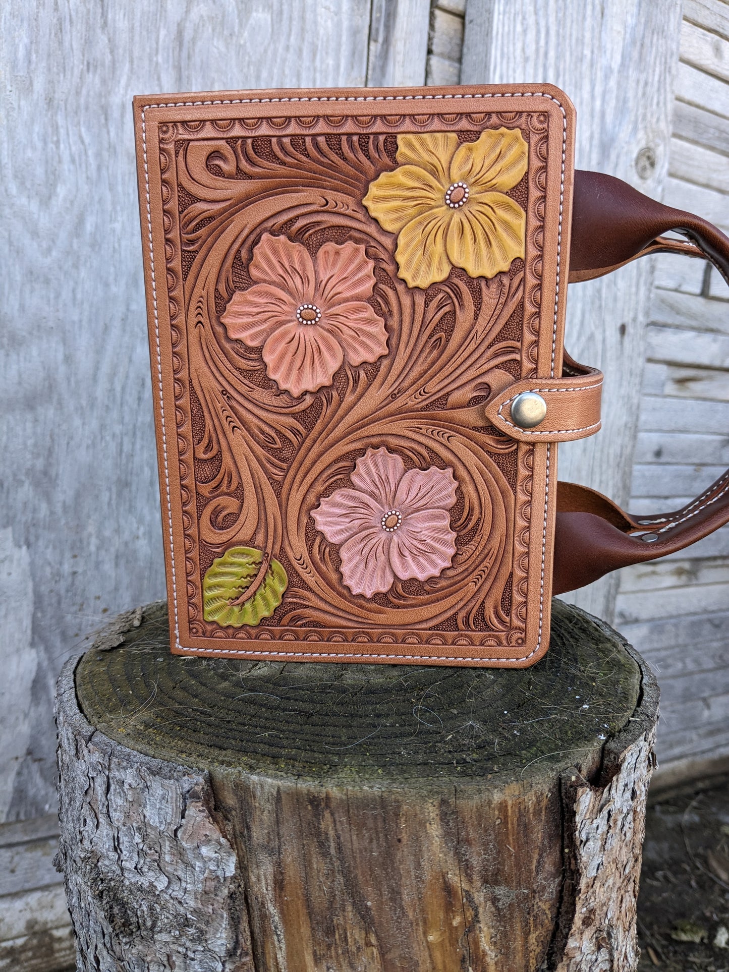 Floral Leather Scripture Quad Case