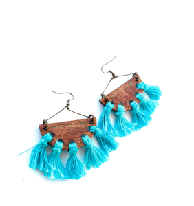 Turquoise Tassel Earrings  The Branded Horses